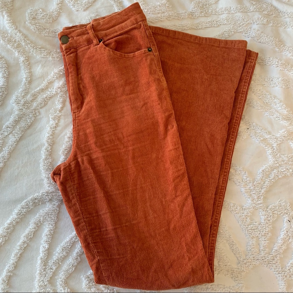 Orange Corduroy Stretchy Flares